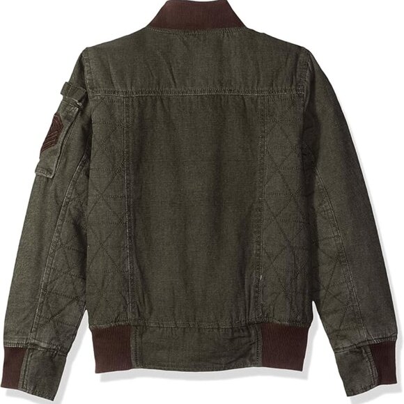 URBAN REPUBLIC Boys Cotton Canvas Aviator Flight Jacket WARM Bomber OLIVE Sz 5/6 - Picture 3 of 16